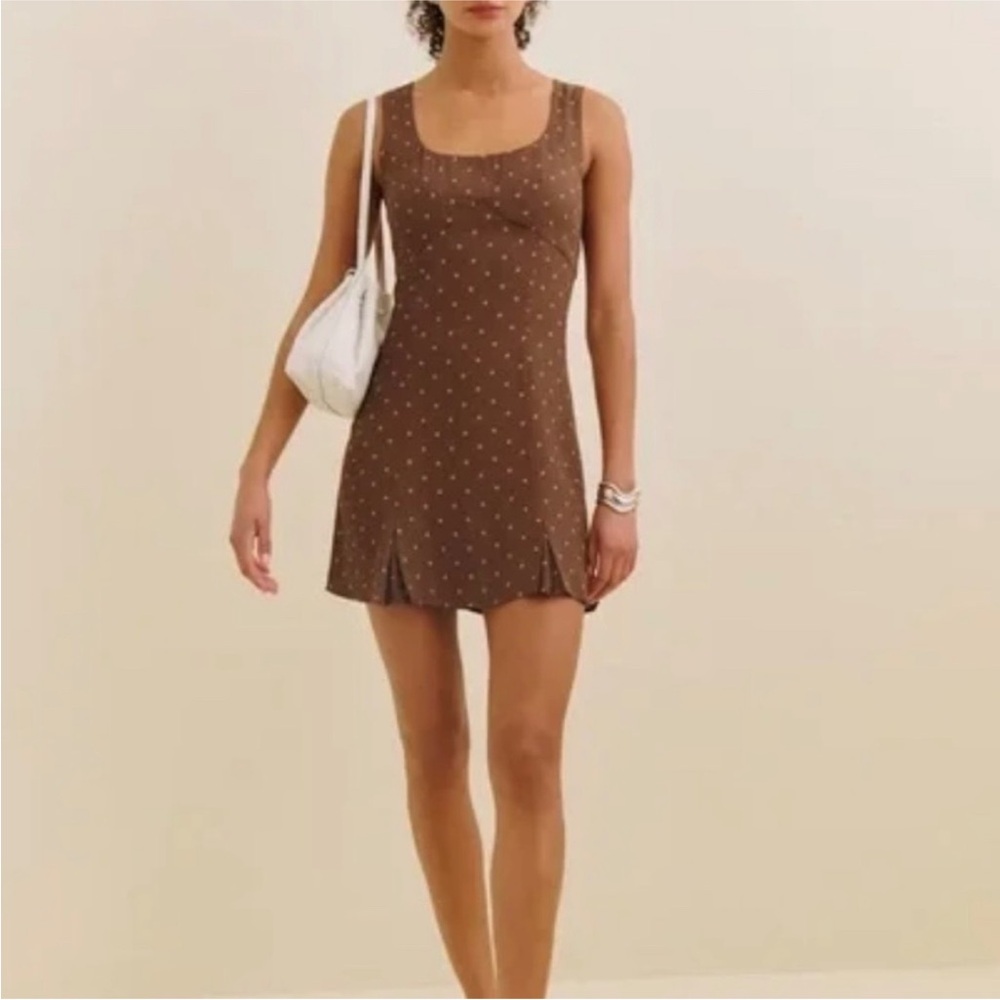 Brown Polka Dot Mini Dress